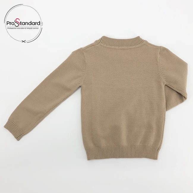 
Fashion Clothing Rib Collar Side Cable Stitch Long Sleeve Sweater Knitted Top for Kid 