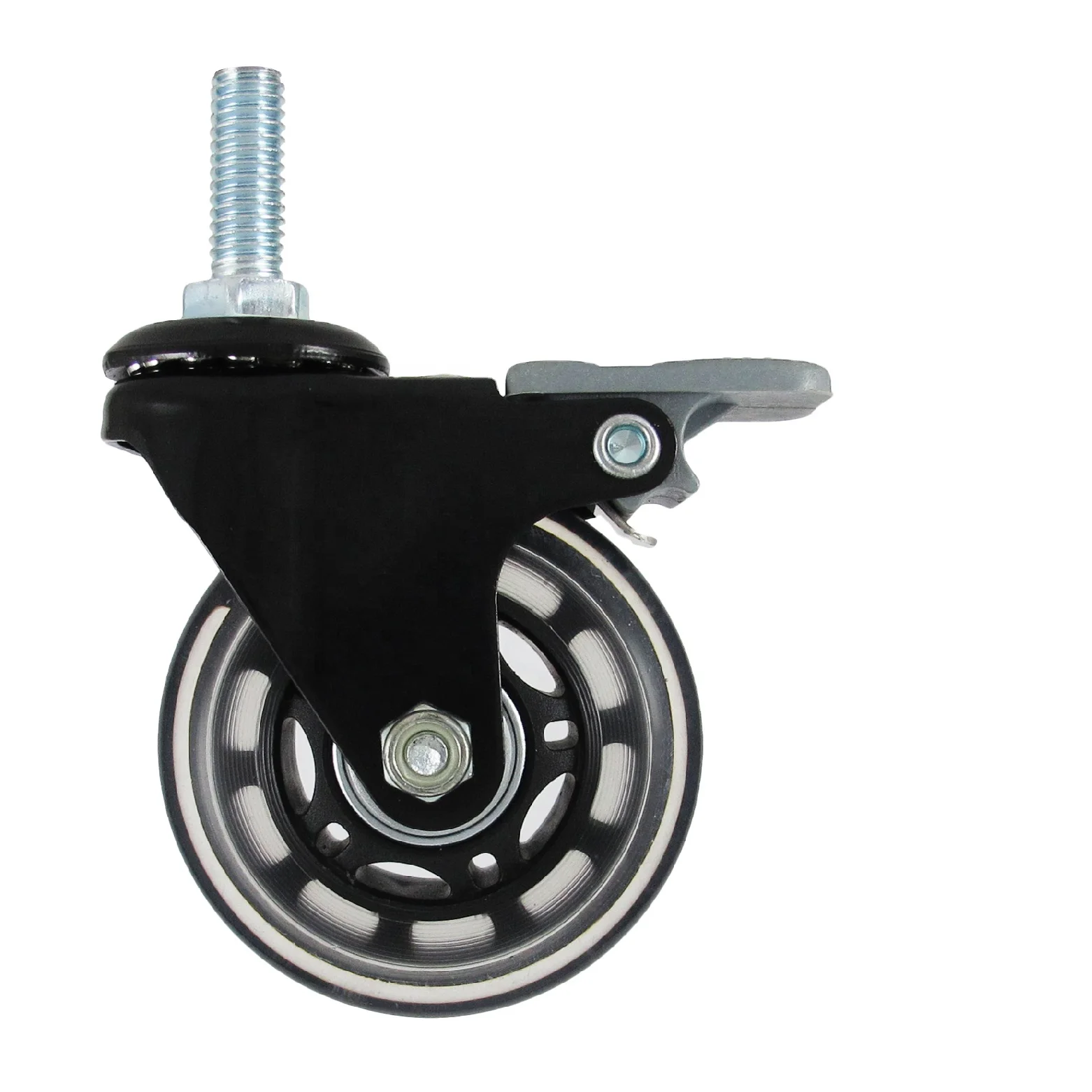 65mm Clear PU Wheel For Rollerblade Furniture Caster With Brake