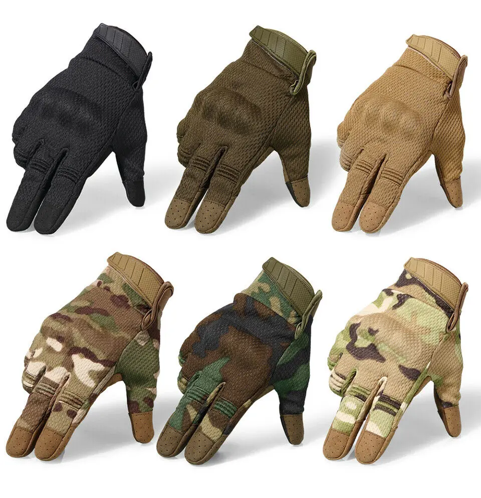 Custom Tactical Security Combat Hunting Shooting Hard Knuckle Full Finger Gloves