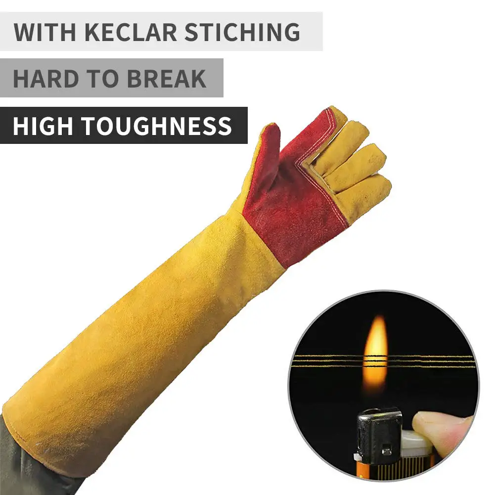 Leather Welding Gloves Extra Long Sleeves  Working welder Protect Gloves Wholesale factory price welding gloves