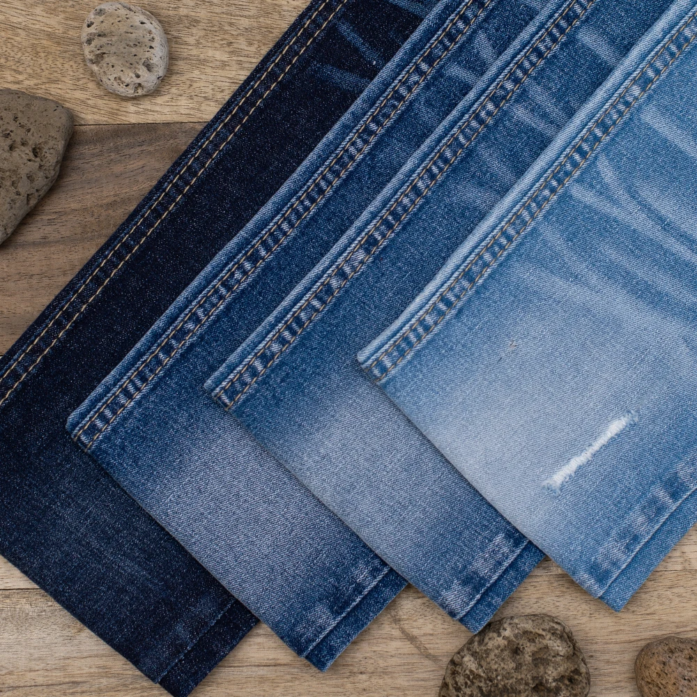 
 Хлопчатобумажная джинсовая ткань/эластичная джинсовая ткань для оптовой продажи (TL320215) из Вьетнама с тщательно упакованной  