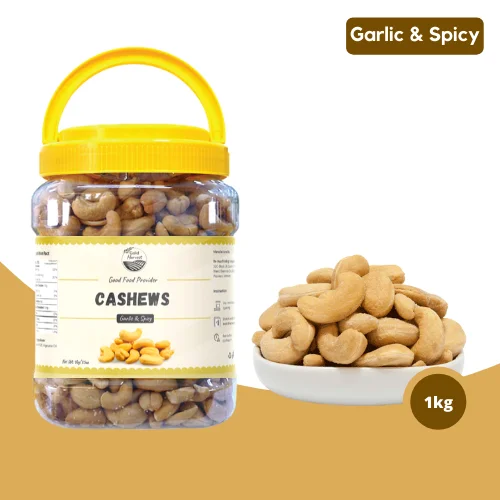 Garlic & Spicy - Selected Cashew Nuts in Good price Ready to eat with Pakaging Design