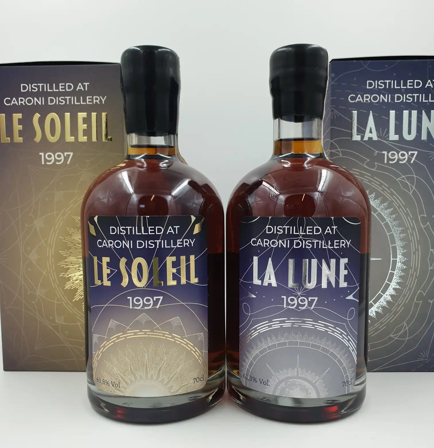 Cosmic Series Caroni - La Lune & Le Soleil - Two Single Cask Rum - Distilled at Caroni Distillery - Trinidad Rum - 2x 700ml