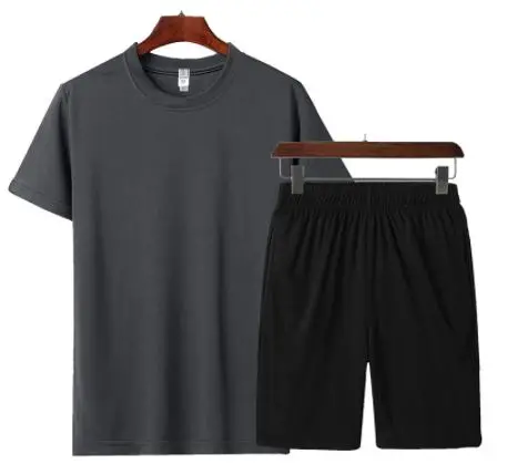 
Спортивный костюм мужской из двух предметов, футболка и шорты, брендовая одежда для спорта, летняя одежда 