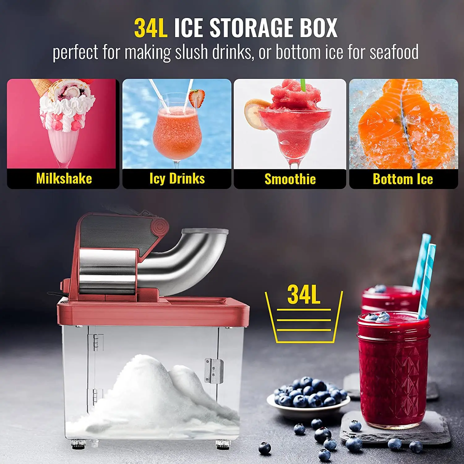 350W stainless steel shaved  ice machine electric snow cone machine with dual blades