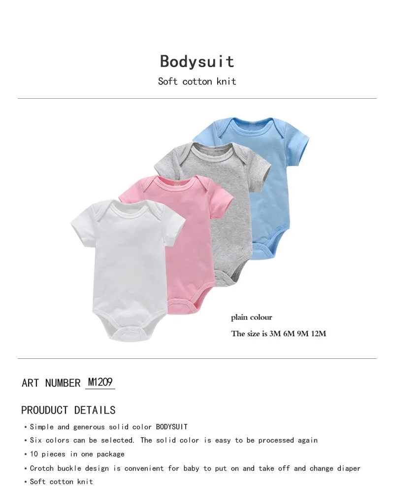 Everystep Wholesale Custom Newborn Baby clothes 100% Cotton Short Sleeve White Baby Bodysuit Jumpsuit Baby Rompers