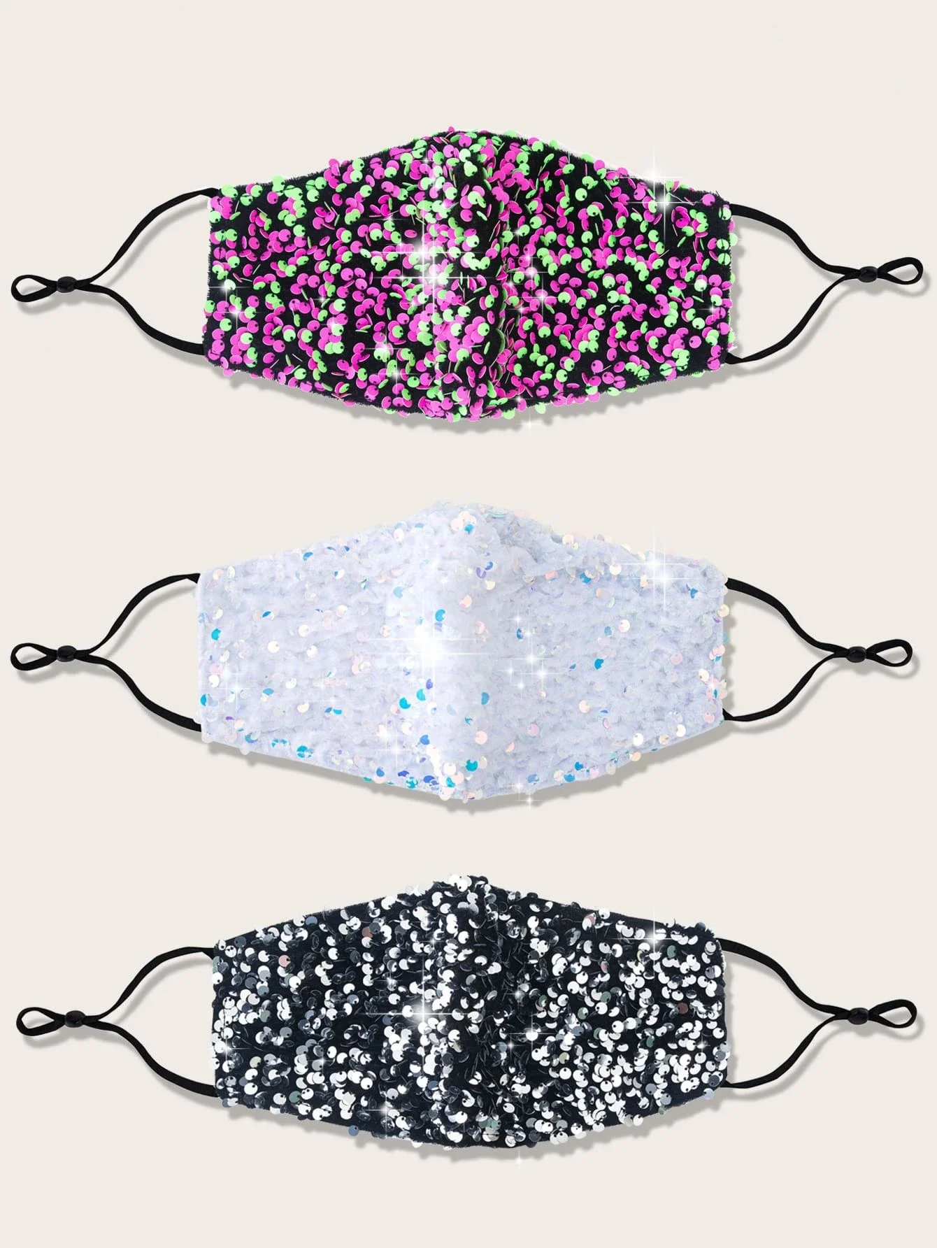 Chinese Supplier U.S. Hot Sale Customized Logo  Outdoor Party Sublimation Sequin Overlay Face Mask