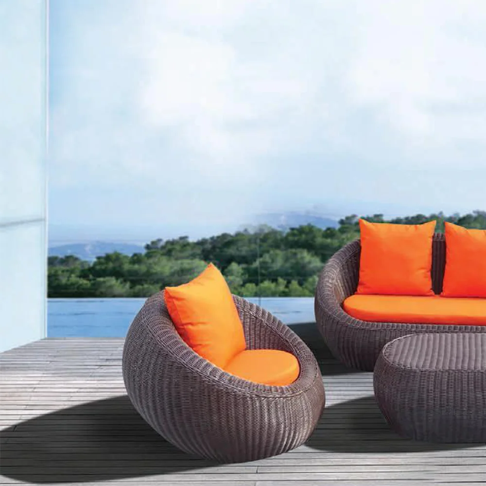 
OC013 - Berlin wicker set with curve shape rattan outdoor furniture garden sofa highly recommend from Vietnam 