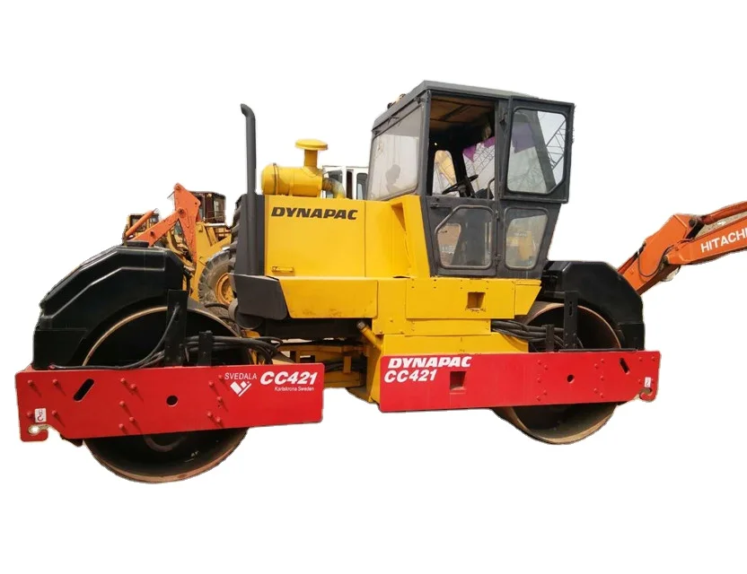 Used dynapac cc421 two steel drum 10 tons road roller used original dynapac cc421 Double Drum Drive Road Roller  for sale