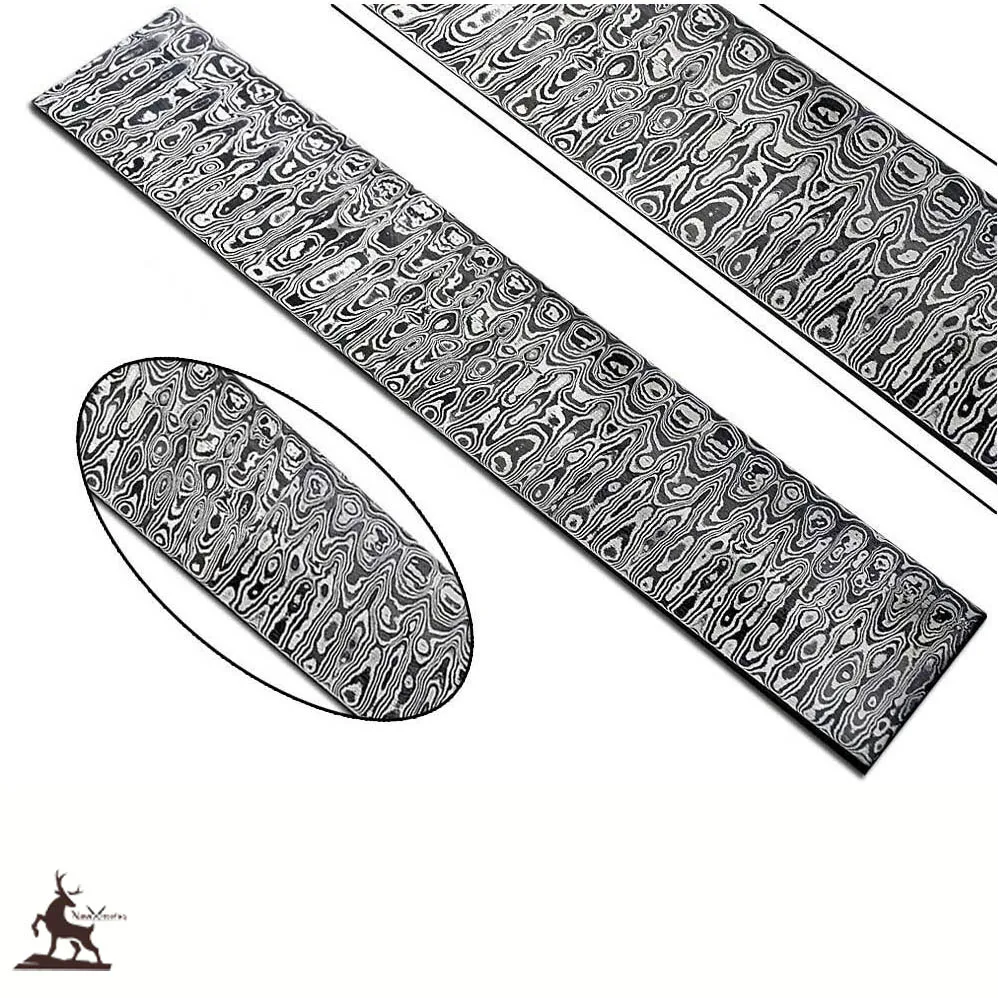 custom handmade Damascus steel billet bar for knife making Ladder Pattern