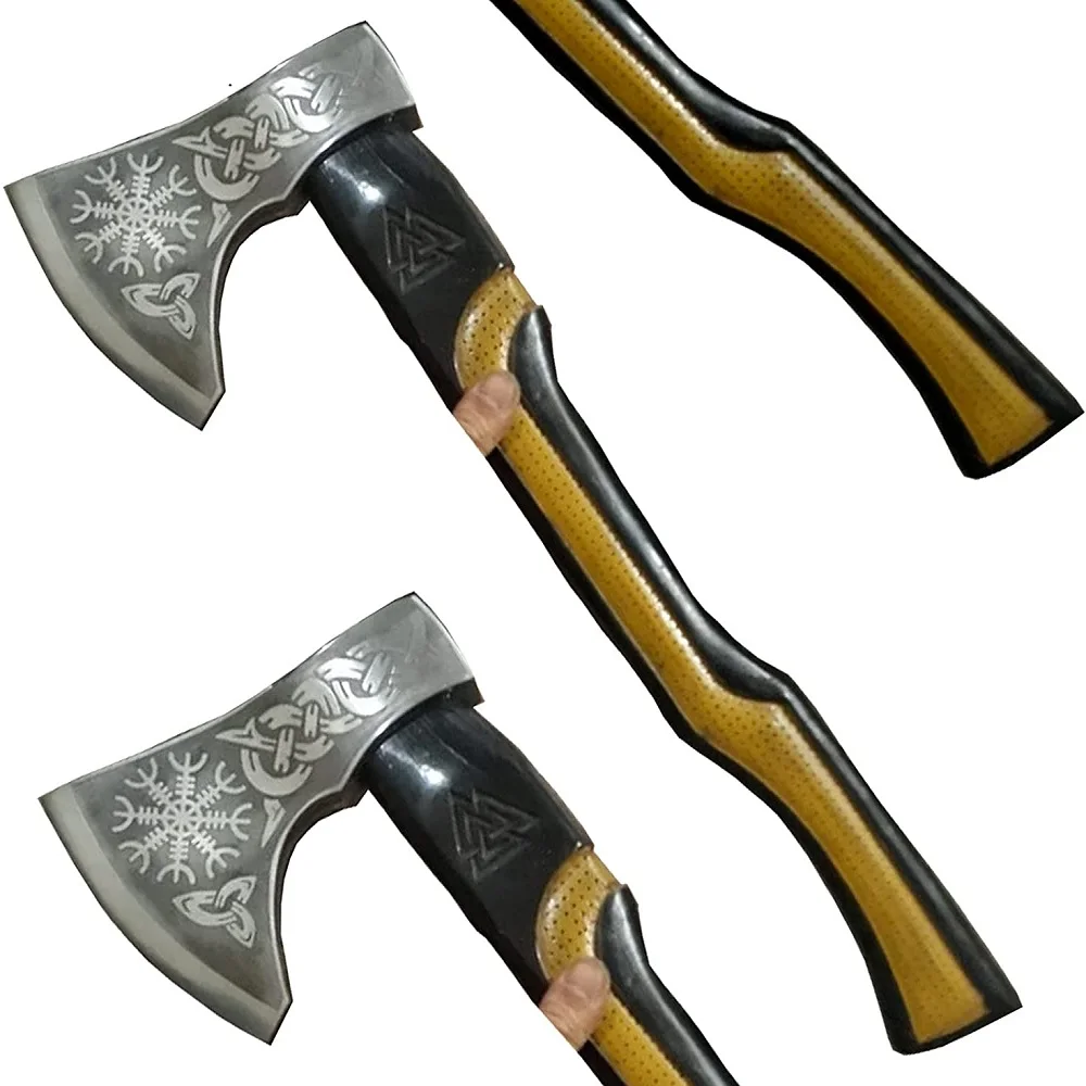 Топор Ручной работы из дамасской стали в стиле викингов, топор для кемпинга, высококачественный Тактический топор с кожаным чехлом