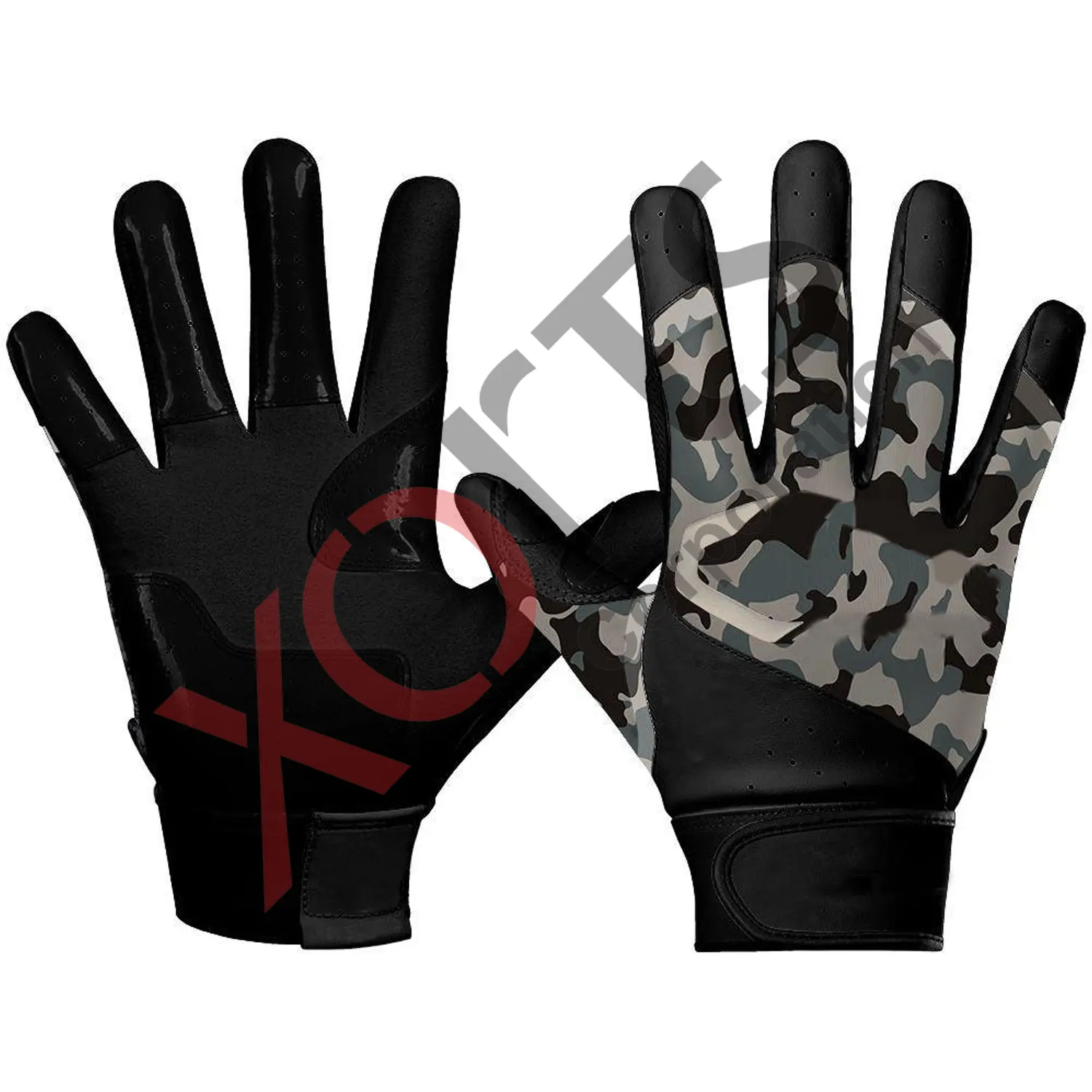 Camouflage American Football Gloves Sticky Palm