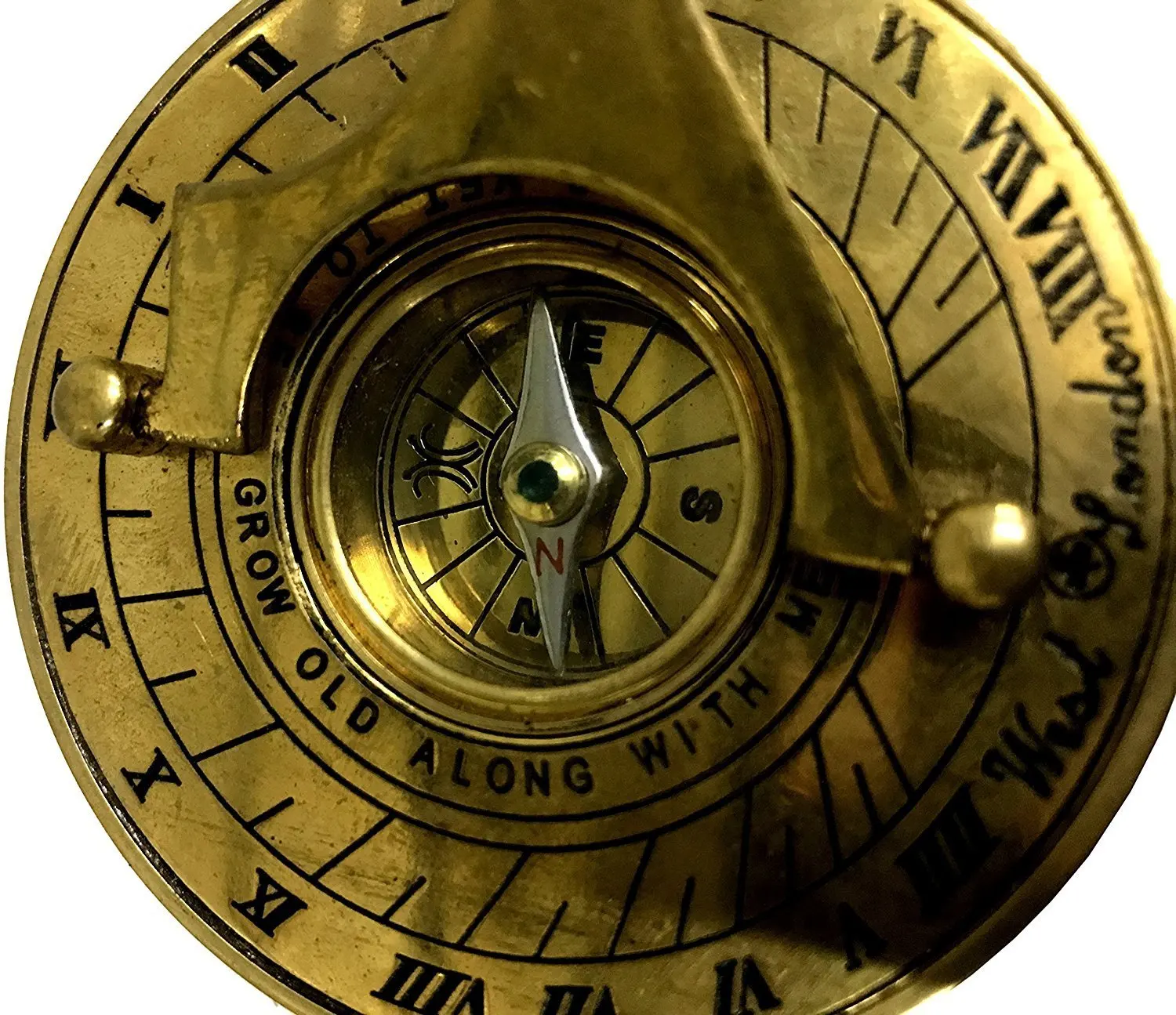 Collectible Brass Made Pocket Sundial Kiblah Direction Nautical Vintage Style Round Brass Compass Marine Magnetic Jeep Compass