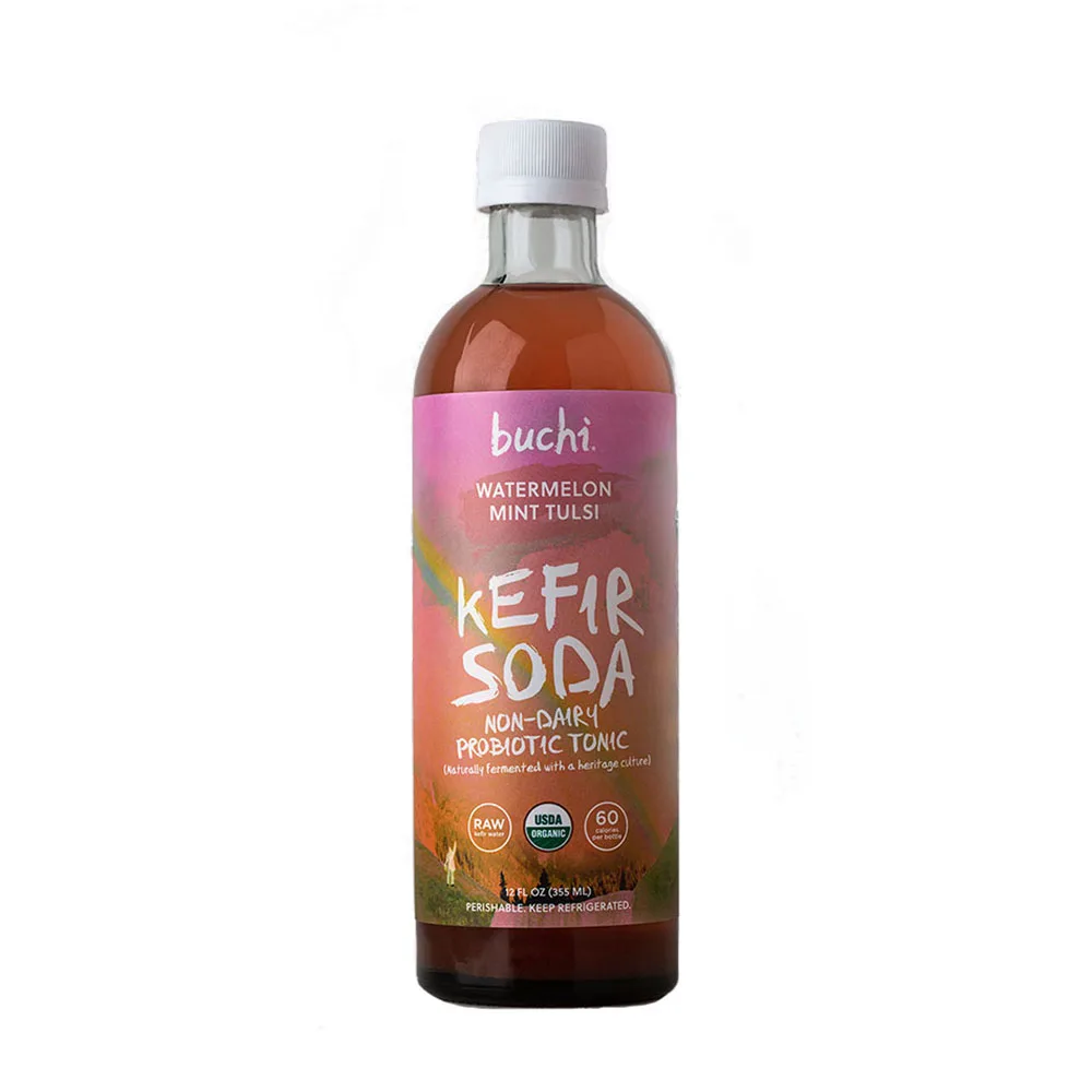 Buchi Kefir 6/12oz Watermelon Mint Tulsi Organic Kefir Soda Non Dairy Probiotic Tonic Premium Quality