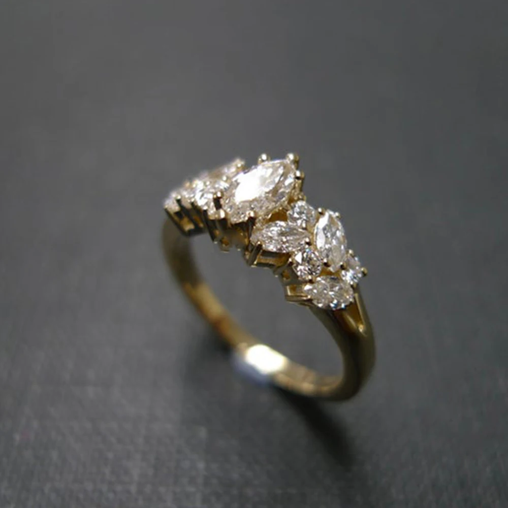 1.90 Carat 6x3 MM Marquise Diamond with Round Brilliant Cut Diamond Engagement Ring in Yellow Gold
