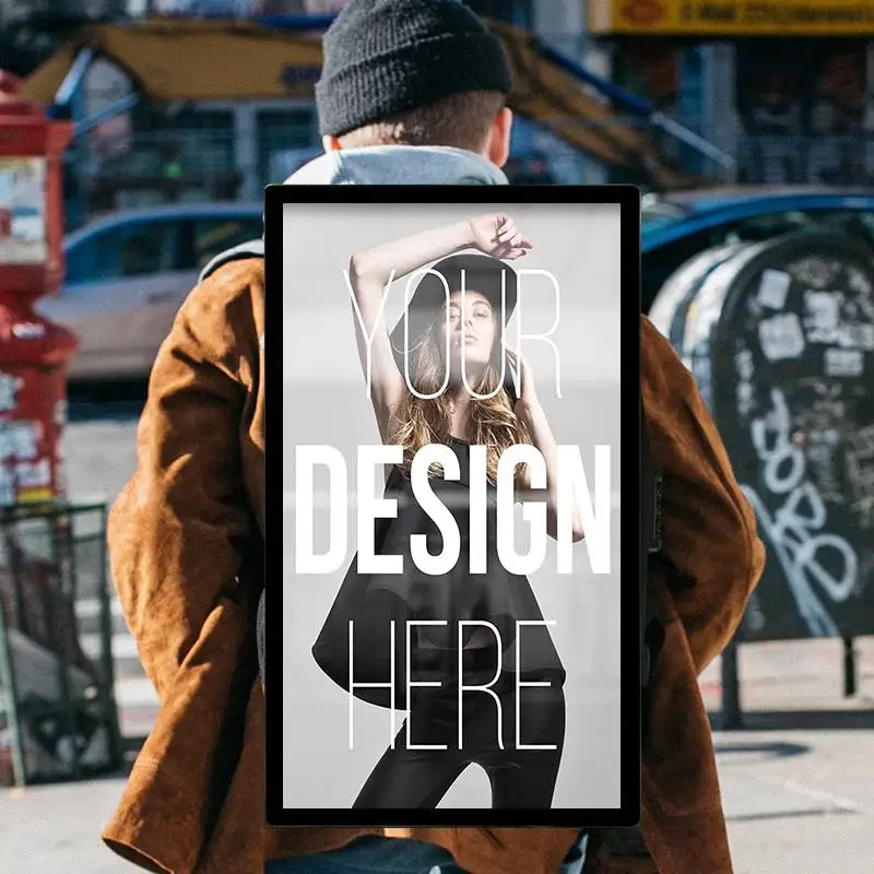 Mobile advertising player display lcd walking billboard battery backpack digital signage