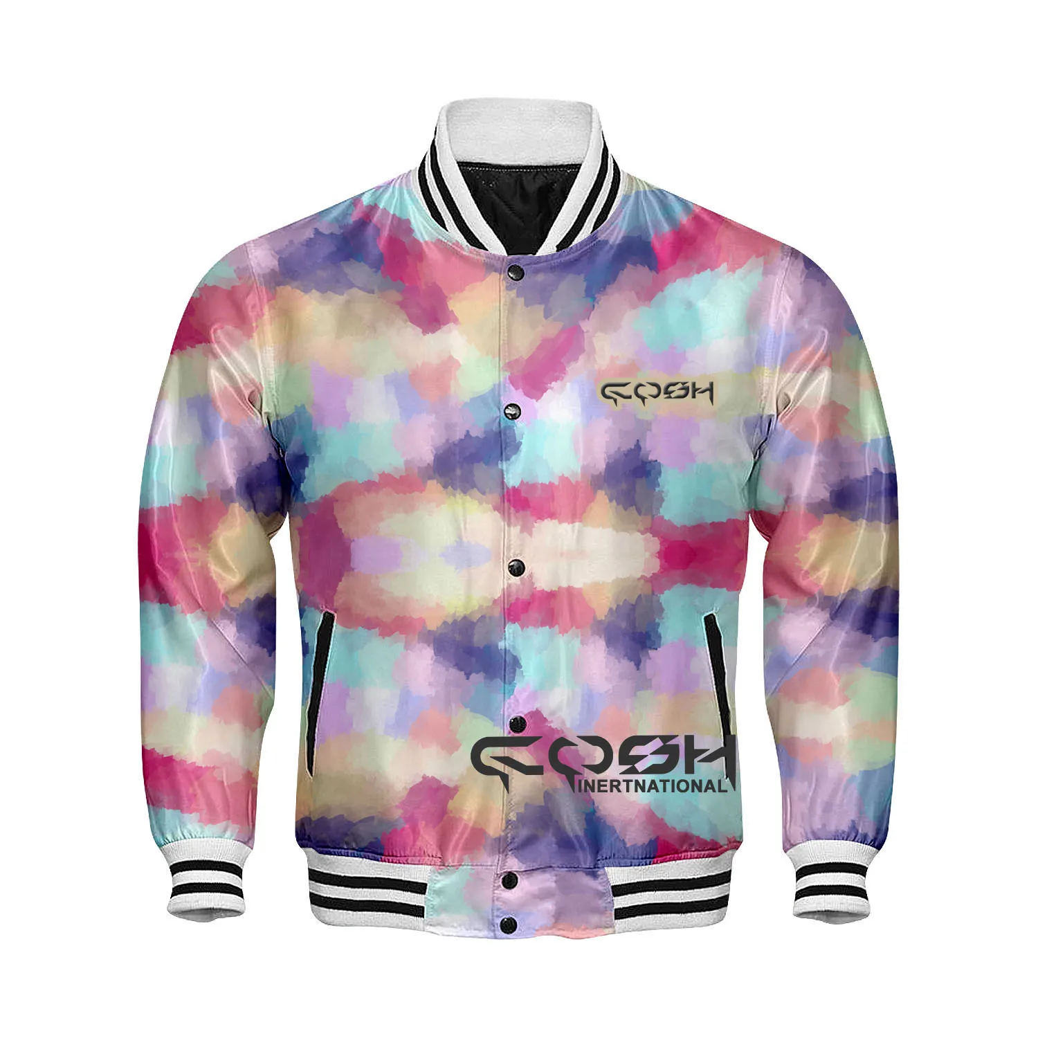 Best Selling Digital Printed Satin Sports And Team Wear Baseball jacket Long Sleeve Windproof Bomber Jacket Vendor From Pakistan