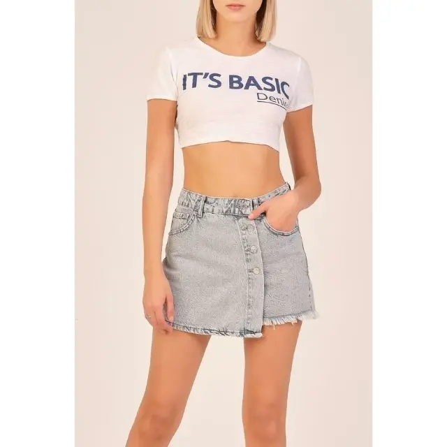 Женские светло-серые джинсовые шорты на пуговицах спереди, юбка, оптовая продажа, женская одежда, шорты, юбка, продукт из Турции