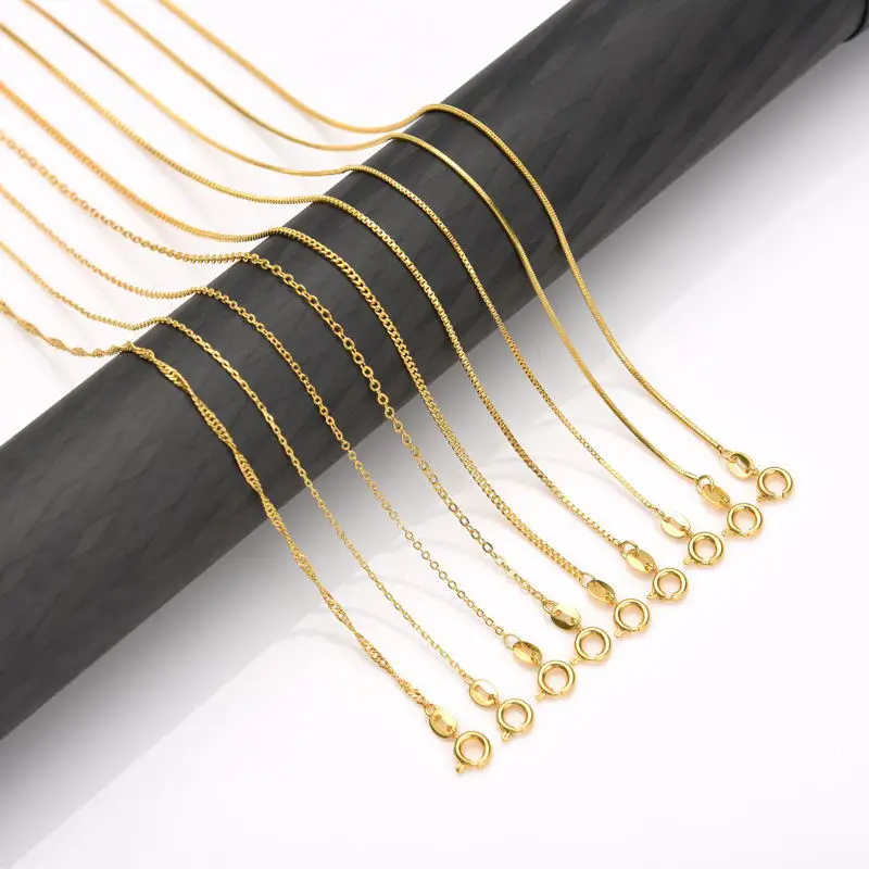  Плакировка золота 24K ювелирные изделия Bold цепи ожерелье 2021 простой дизайн для женское колье на