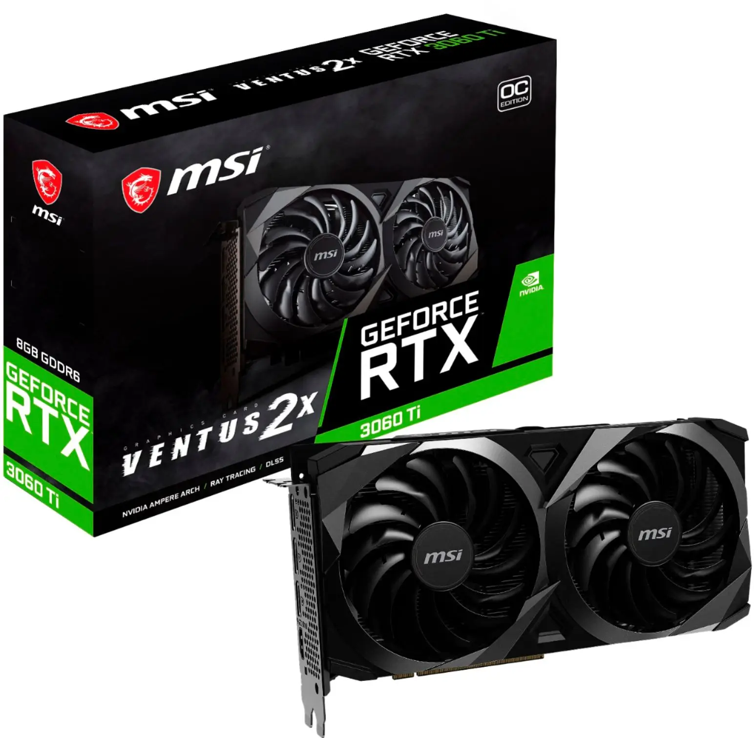 
MSI - Geforce RTX 3060 Ti VENTUS 2X OC BV - 8GB GDDR6 - PCI Express 4.0 - Graphics Card 