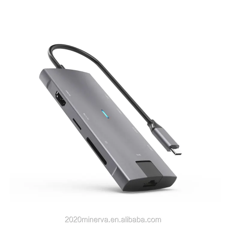 
Top Sell USB Hub 3.1 8 in 1 Multi USB Type-C VGA Adapter RJ45 Lan Ethernet TF SD Reader USB-C 3.0 Type c For Macbook Pro 