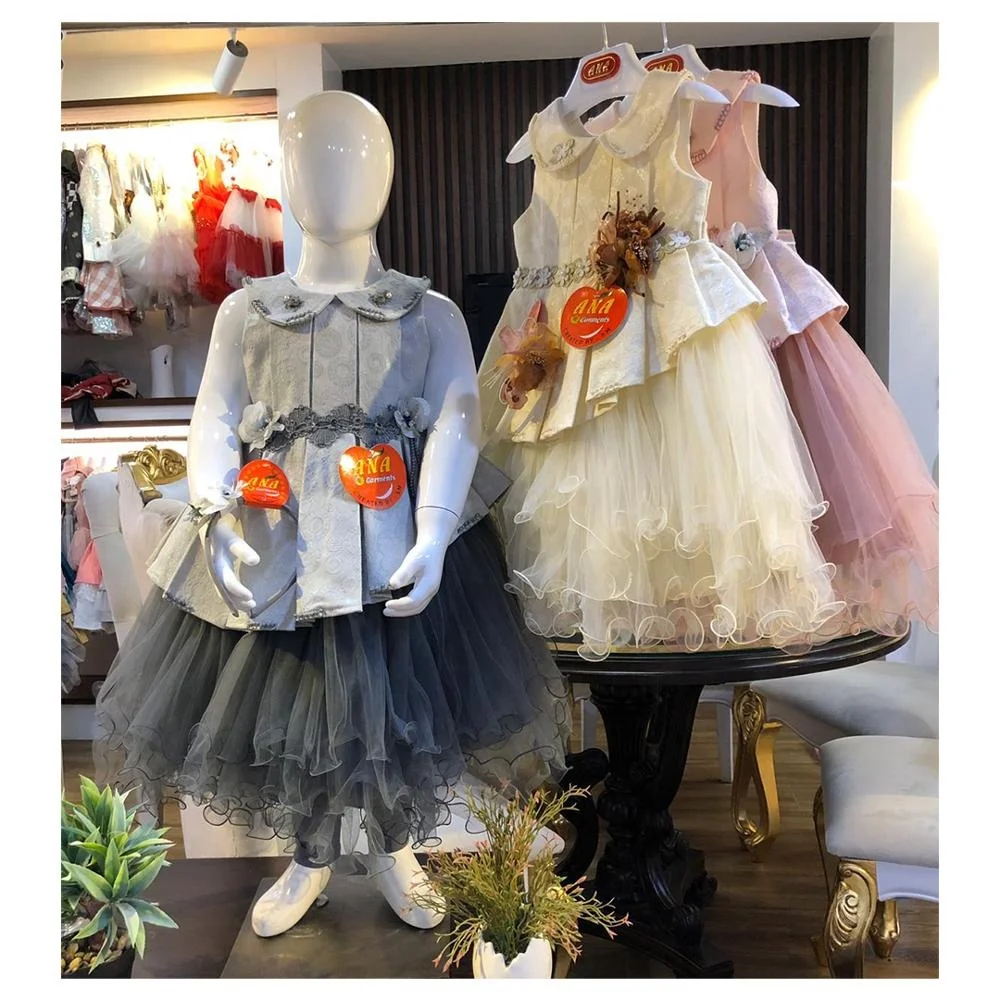 decoration pleated wedding frock 4 to 7  year girl birthday gown party dress