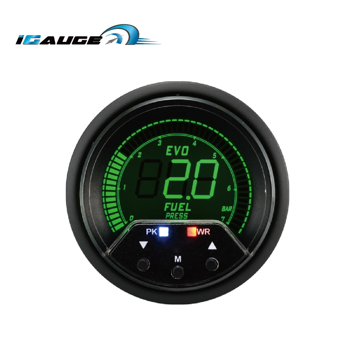 60mm black face clear lens Digital 4 Colors LCD 7 BAR  Fuel Pressure Gauge For Car auto automobile vehicle