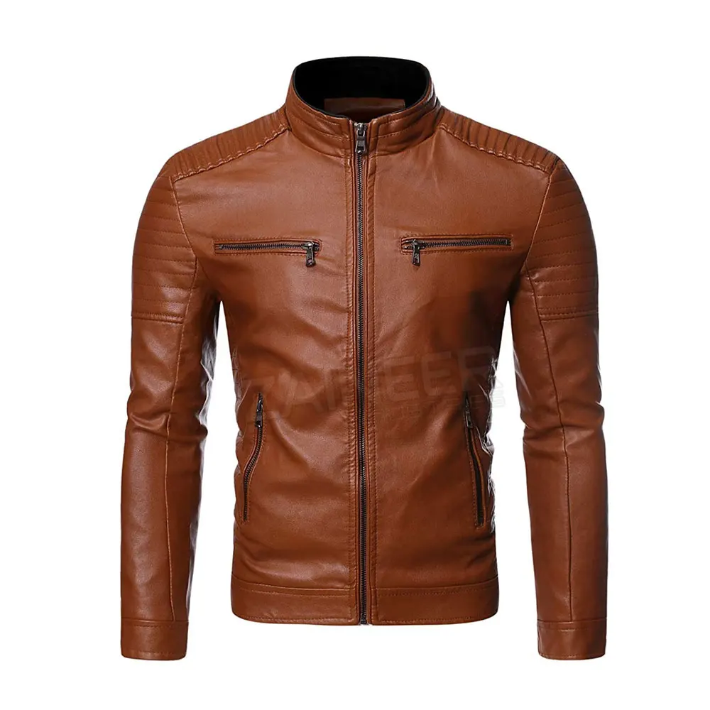 Solid Color Pu Leather Fashion Men Jacket Winter Fashion Men Leather Jacket New Arrival Leather Jacket