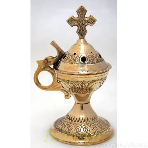 Fully Brass Charcoal Smart Incense Burner Best Indoor Room Fragrance Design Metal Incense Holder Painted Gold and white Combo