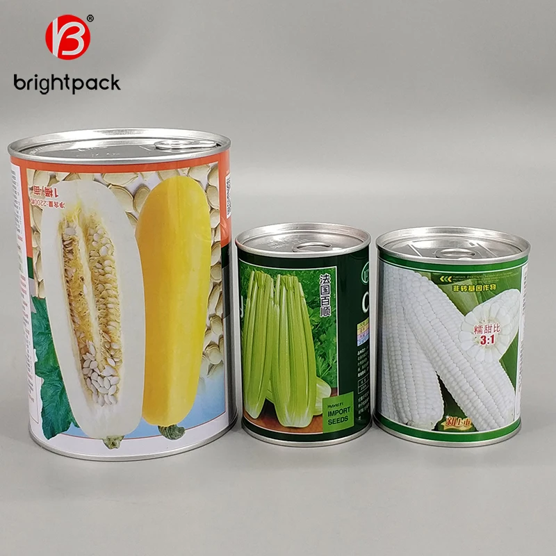 vegetable seed tin box with easy open end, wholesale food grade Empty Tin Can for food packaging