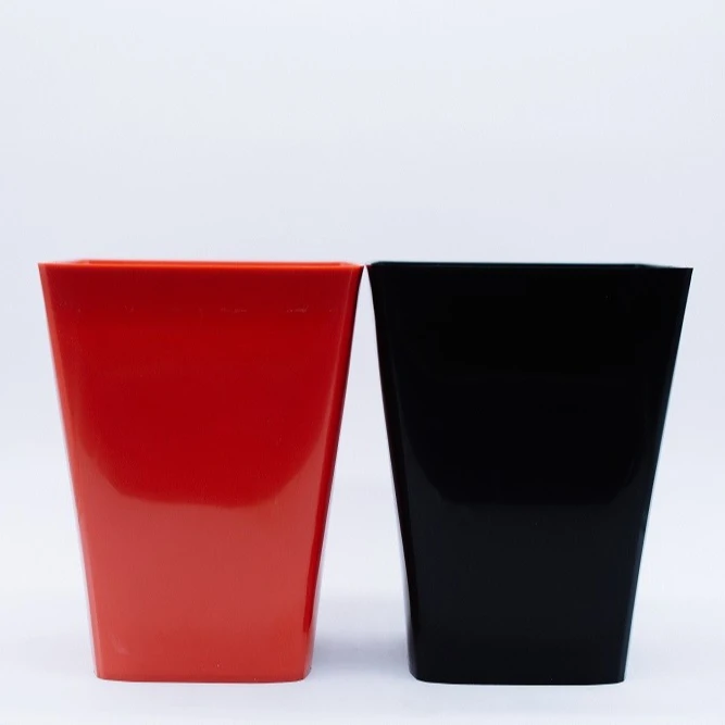 Plastic Plant Pots Square Tall Flower Pot for Indoor and Outdoor Large Black and White Planter Oriental Style