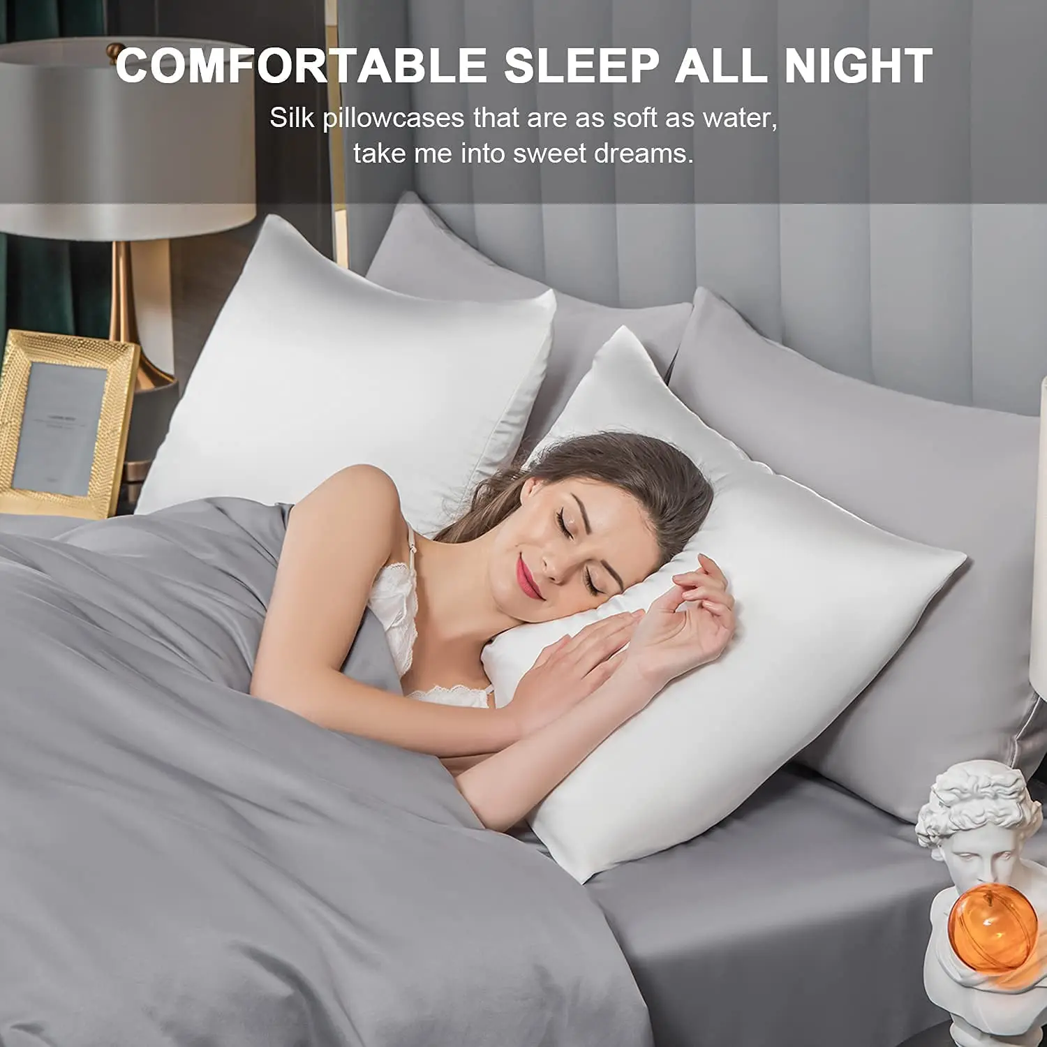 Mulberry Silk Pillowcase for Hair and Skin Silk Pillow Case with Hidden Zipper 22 mm Dual Sides Soft Silk Pillow Cover