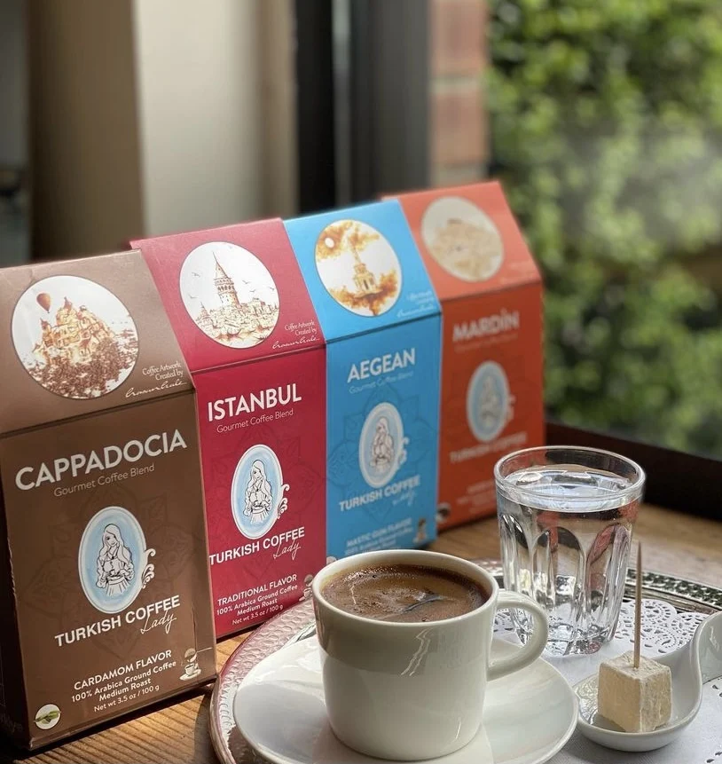 Turkish Coffee Lady Istanbul Gourmet Coffee Blend 100g Traditional Flavor 100% Arabia Ground Coffee Medium Roast 1 % Brix 0.1 Kg