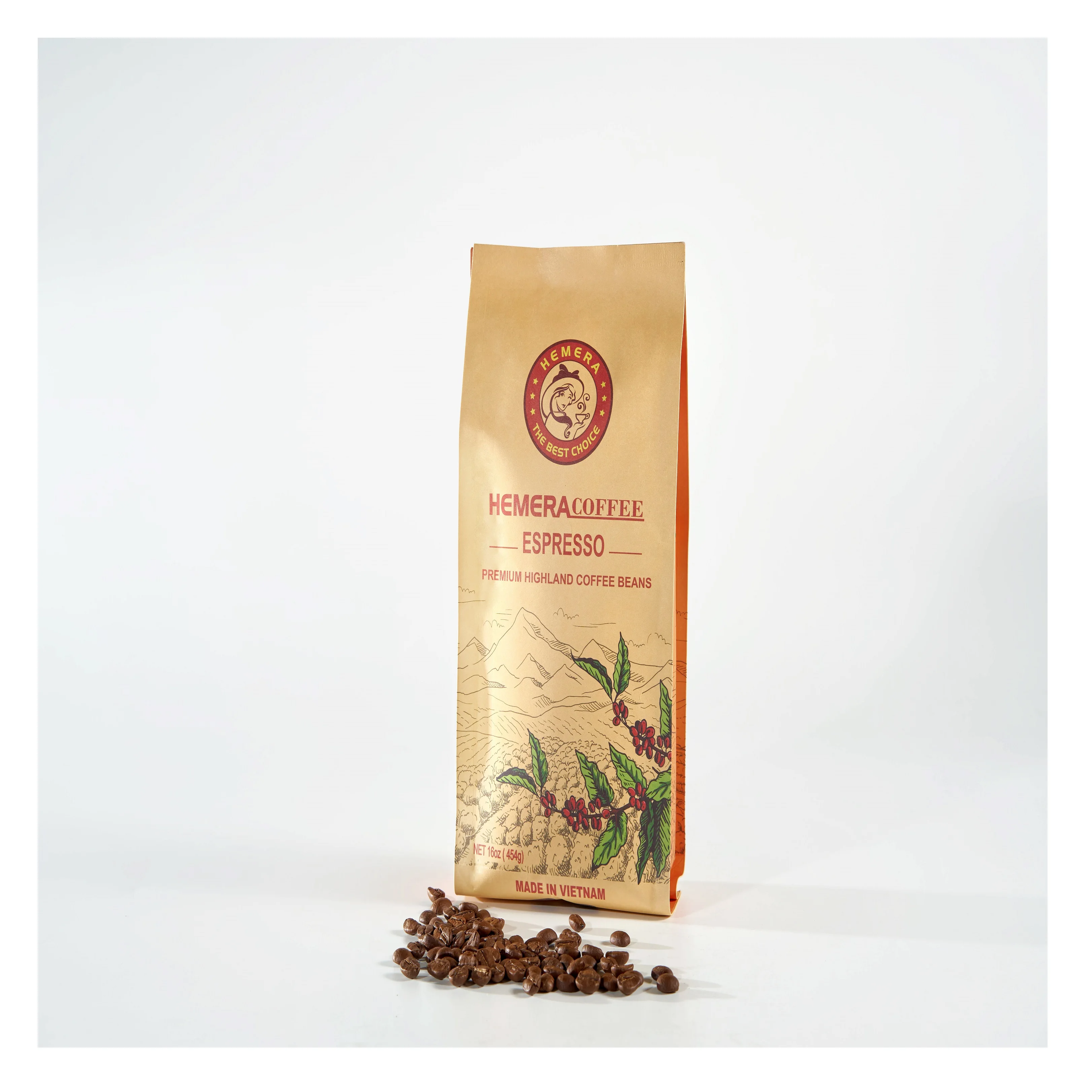 Medium Roasted Coffee From Arabica Coffee Bean In Paper Bag Packaging