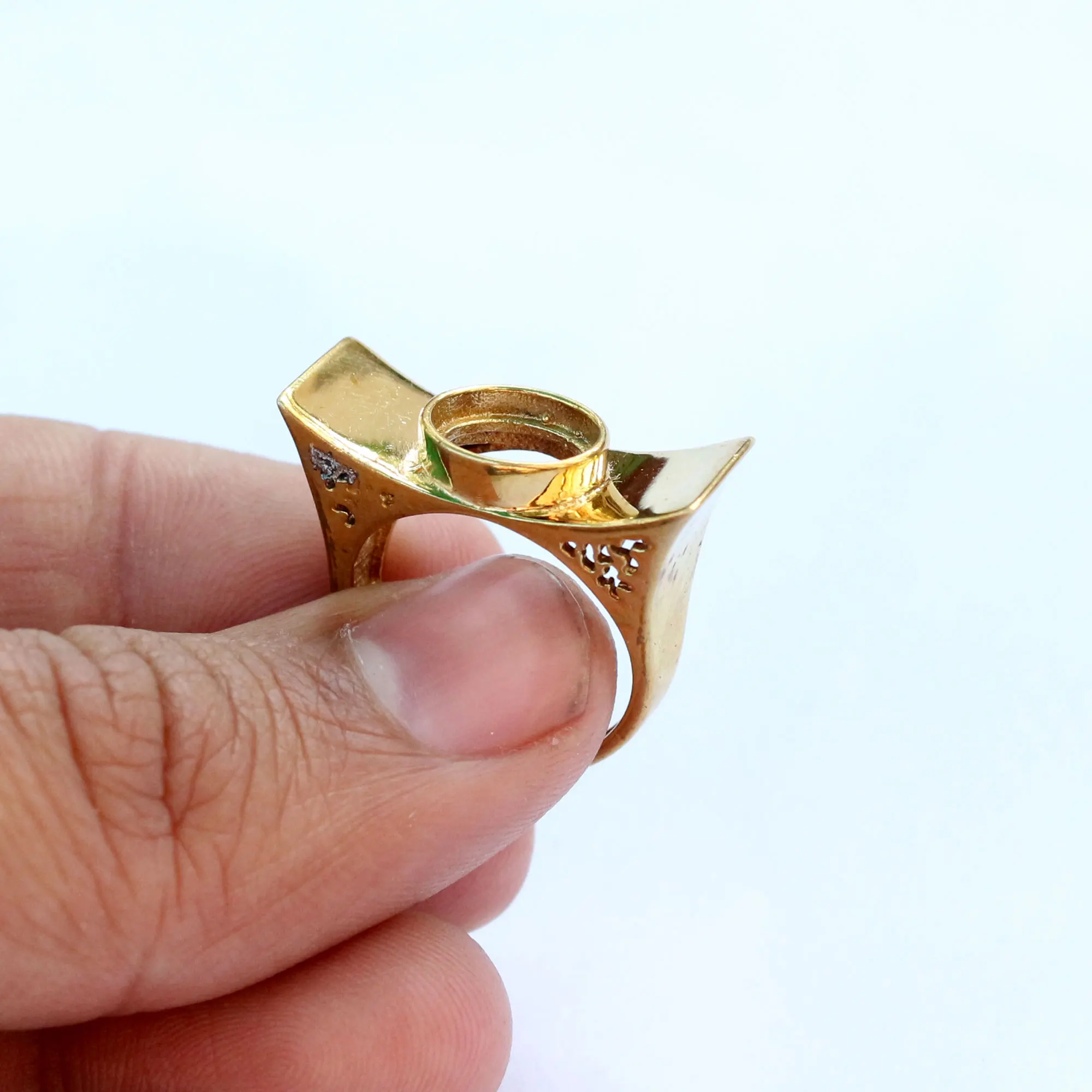 Natural Brass Plain Gold Plated Ring Gemstone Handmade Brass Gold Ring jewelry Wholesale Factory Price