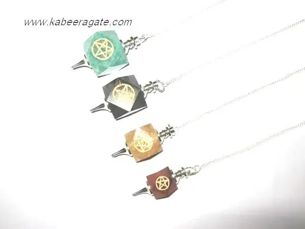 Wholesale Pendulum :  Mix Stone Pentacle Star Pendulums
