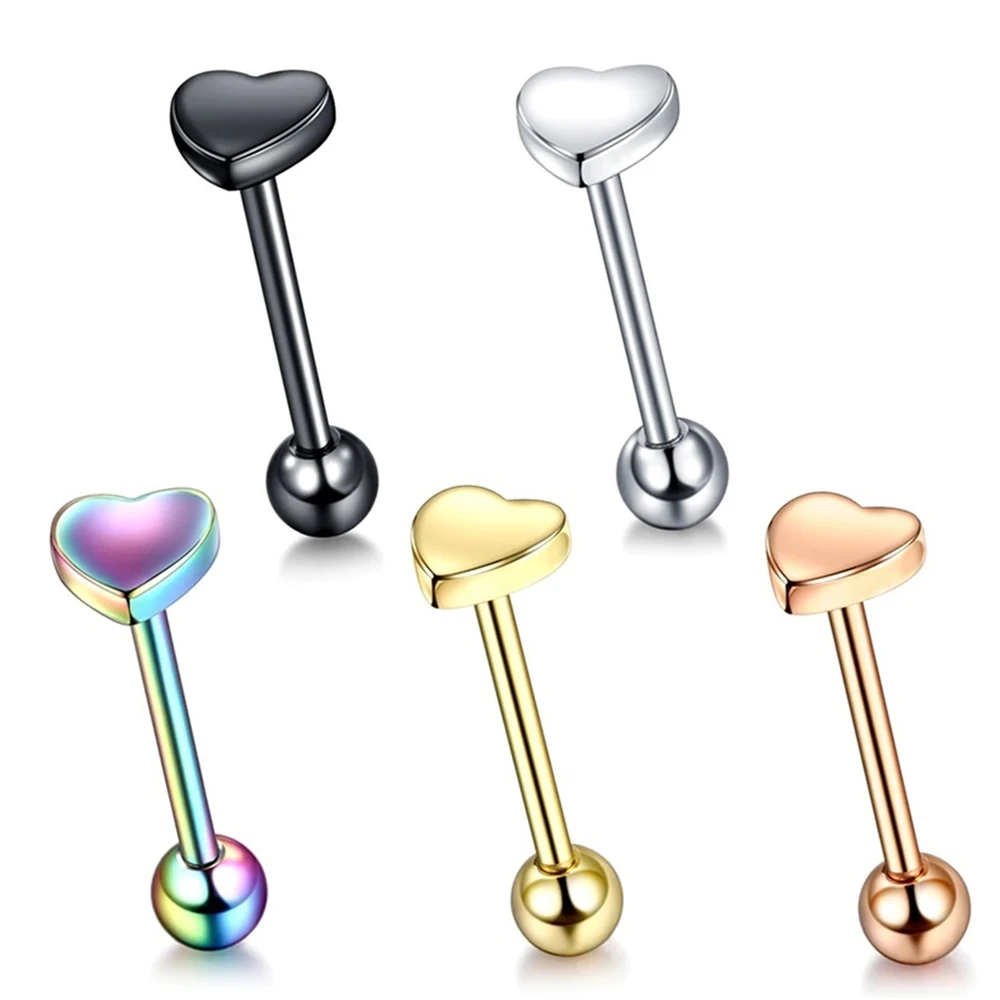 Hot sale products 2022 316 stainless steel heart best tongue rings piercing jewelry love heart tongue cock ring