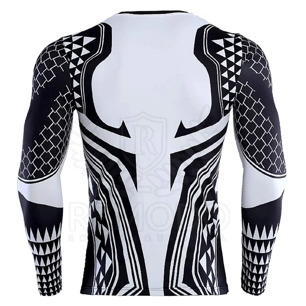 Man Long Sleeve Gym Clothing UPF 50 Sublimation Printed Custom MMA Surfing Rash Guard Compressed T-shirt