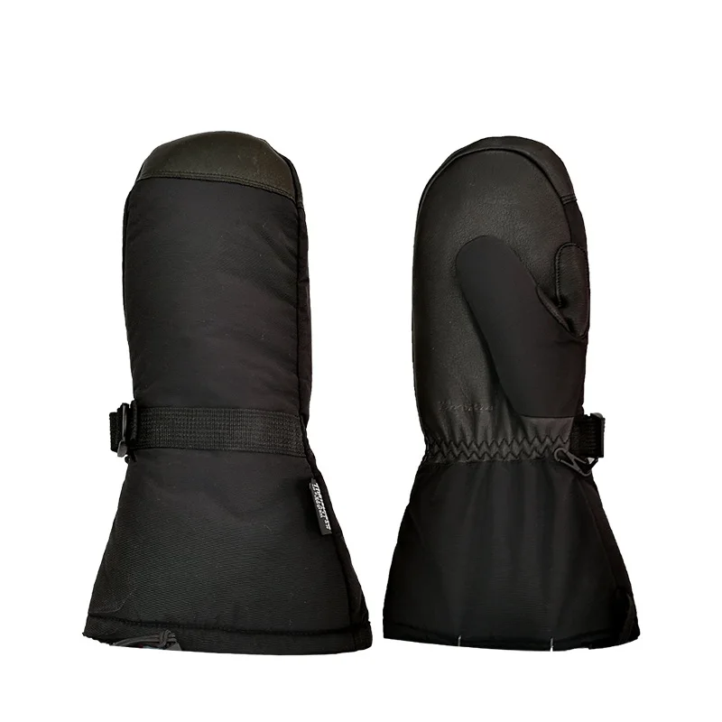 Winter Ski Mittens Thermal 3M Thinsulate Insulation Water Resistant Real Black Goat Leather Snowboard Skiing Mitts