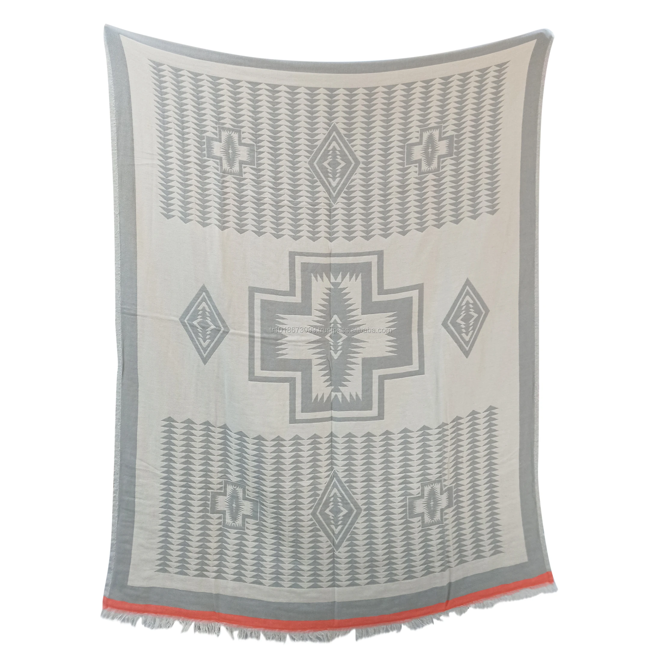 Tribal Design Blanket extra Large Made in Turkey 100% Cotton High Quality Jacquard Collection ThrowBlanket
