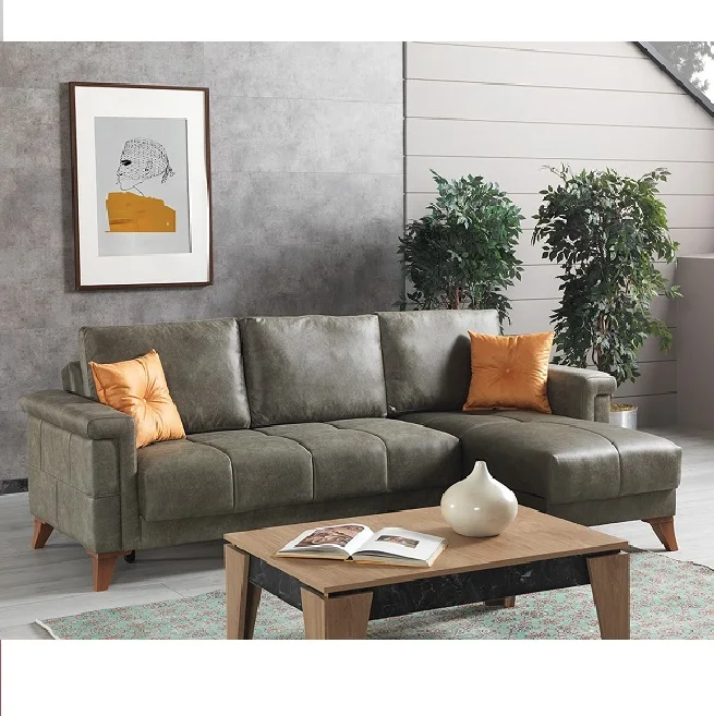 Modern Home Furniture Corner Sofa Folding Sofa Couch Sleeper Bed with Storage Living Room Sofa Livingroom Furniture 1 Sets Wood