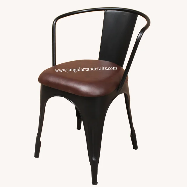 Popular Cheap Retro Industrial Fast Food Furniture Booth Seating Cafe Restaurant Iron Wooden Table and 2 Pu Leather Chairs Set