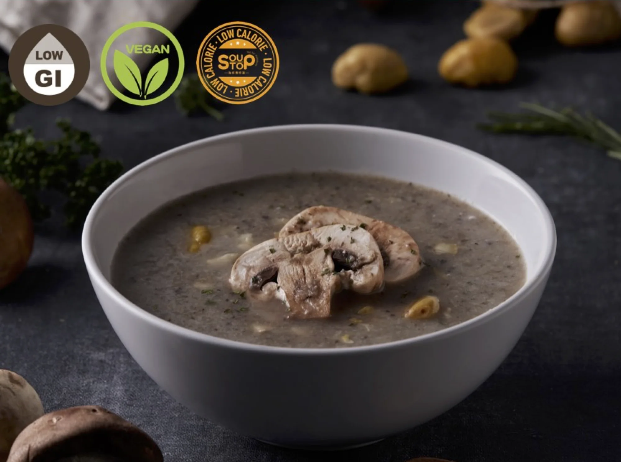 Vegetable soup cappuccino chestnut and mushroom with no additives for family