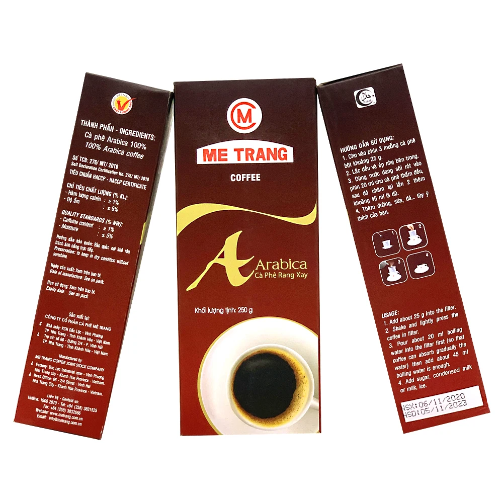 Vietnam Arabica Coffee Medium Roast Arabica Ground Coffee With Lively notes of chocolate vanilla and caramel