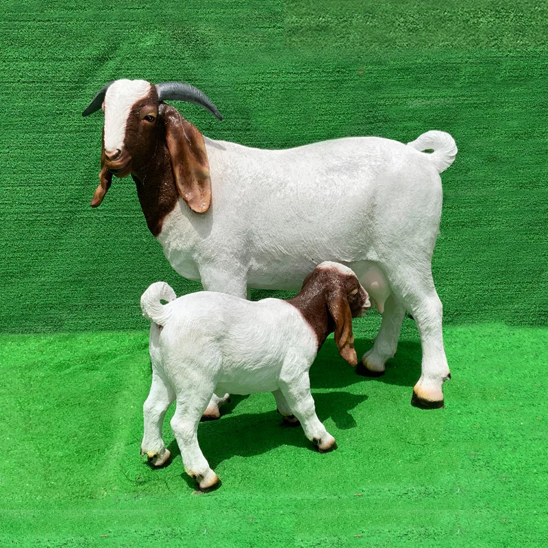 Hot - selling Zoo garden decorative life size resin animal figurines statue outdoor custom resin art sculptures goat statues