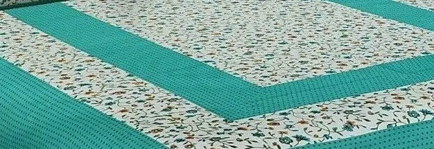 Hand Print Floral Cotton Printed Jaipuri Double Bedsheet with 2 Pillow Covers High Classical Finishing handmade Bed Sheet