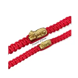 Tiger Bracelet Nylon Red and Black  Bang Phra Temple Powerful Thai Amulet Jewelry From Thailand