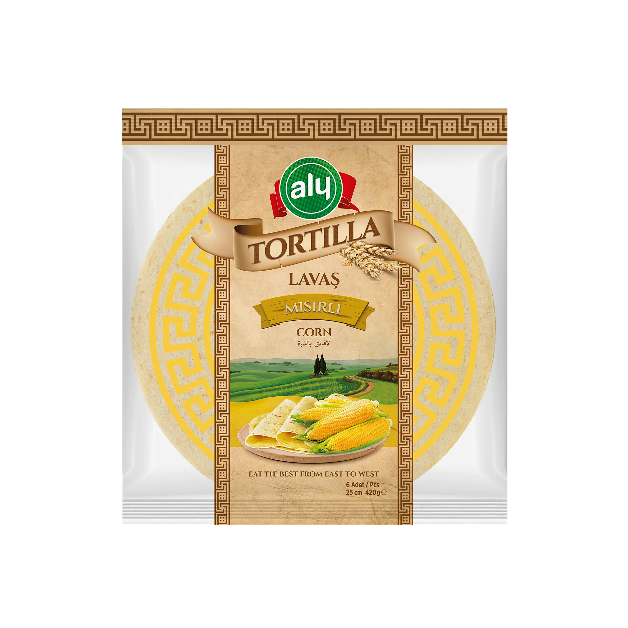 
Tortilla 25 cm 6 pieces Corn Aly Brand zip-lock bag 420gr (12 packages in one box) 