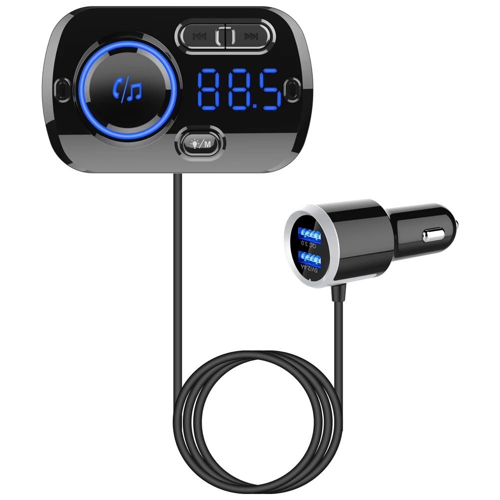 Top selling car FM transmitter dual USD car changer car MP3 Player with LED Colors BC49BQ
