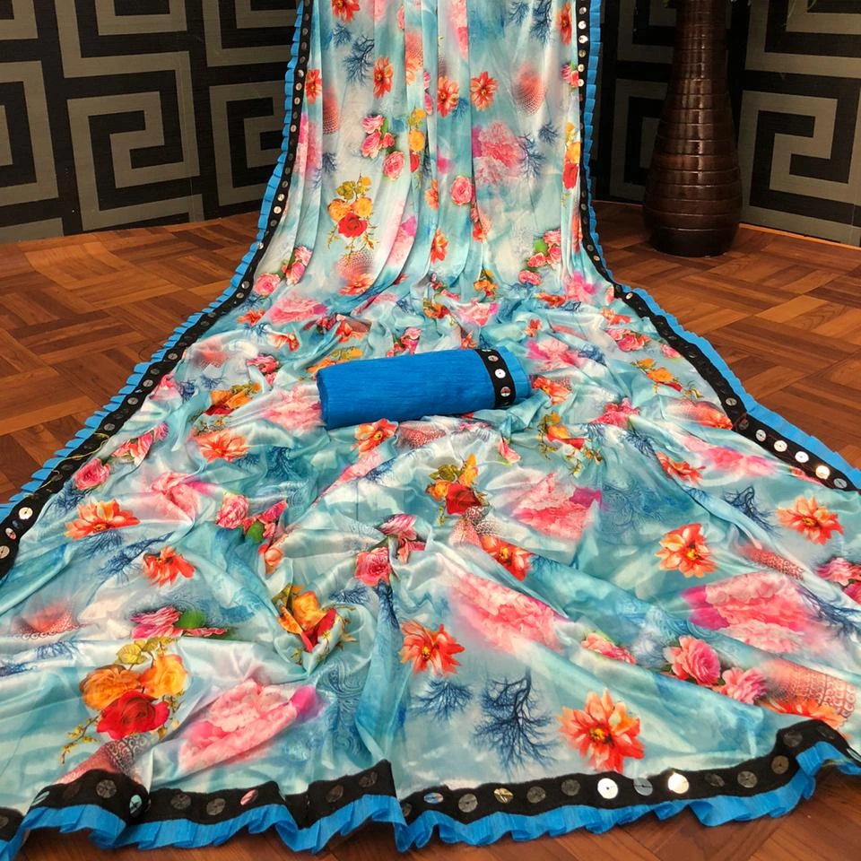 sarees silk party wear Indian latest designer women wear sari with blouse japan satin crape silk soft fabrics digital print sari